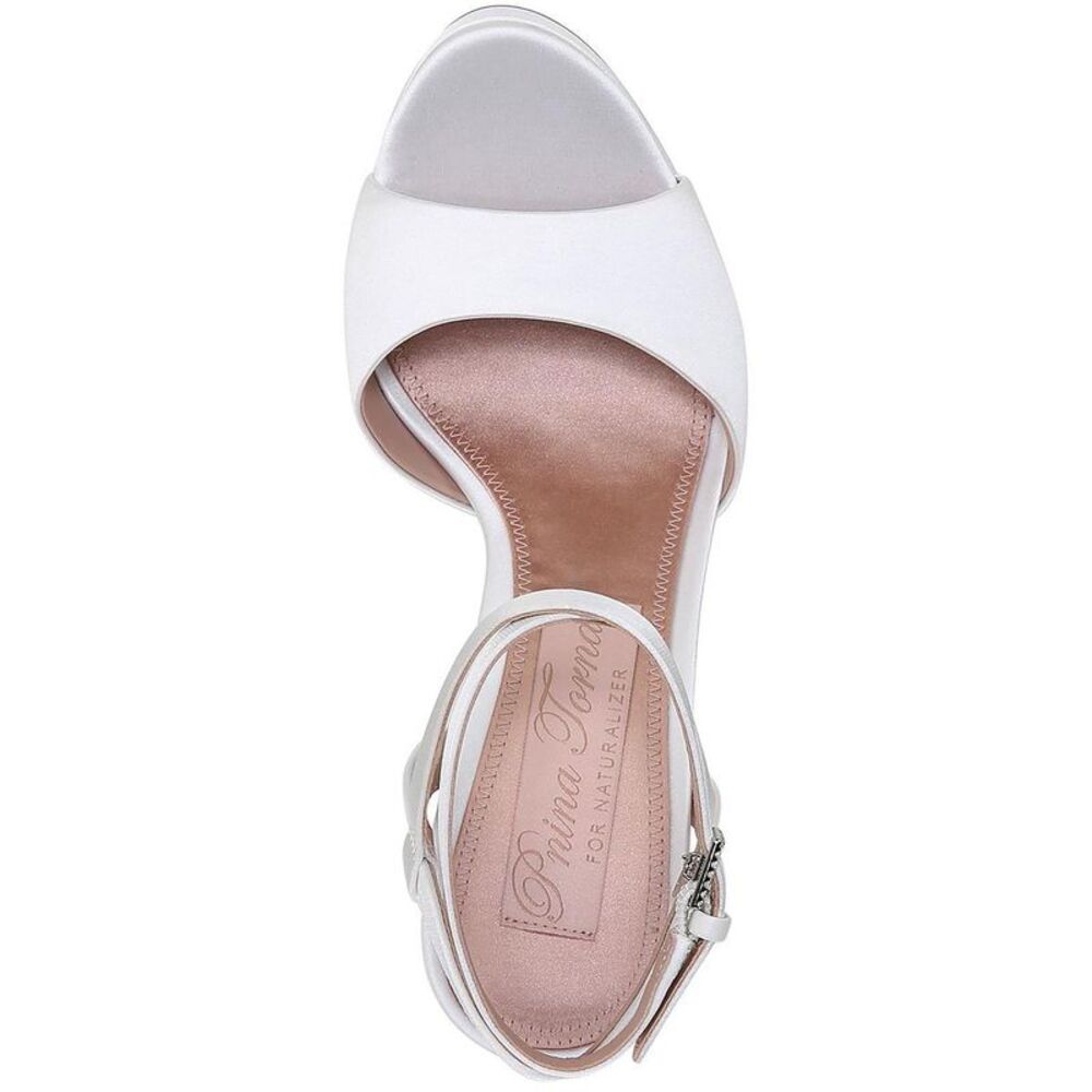 Pnina Tornai Womens Al White Satin Glitter Ankle Strap Heels Sandals New - Picture 3 of 3